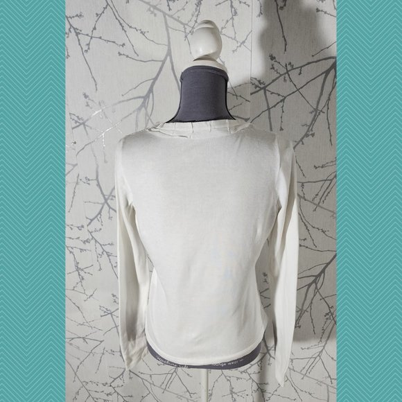 T Tahari White Eyelet Overlay Zip Front Blouse - Picture 3 of 4